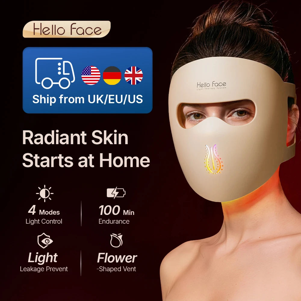 Hello Face M300 4D Light Mask 460/650/850nm Wavelengths Cordless LED Face Mask for Home Use