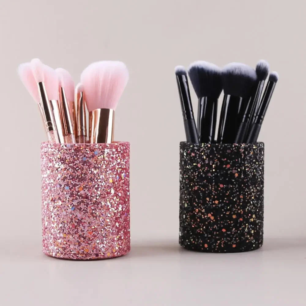 Sparkling Makeup Brush Bucket Cosmetic Storage Pen Box  for Desktop Pencil Vase Comb Lipstick Brush Container Home Storage Box