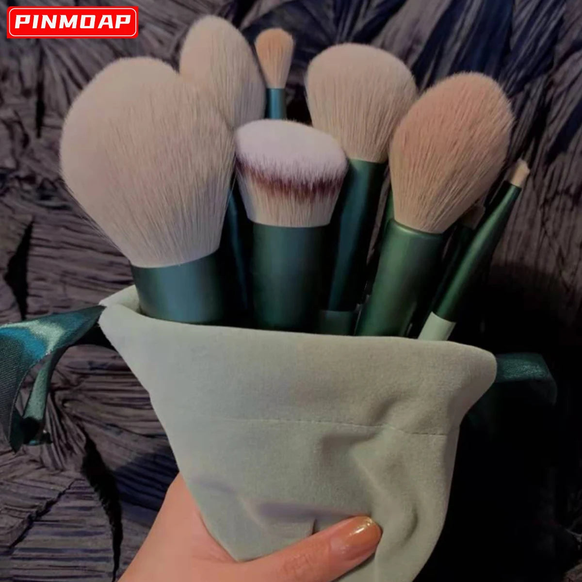 13PCS Four Seasons Green Makeup Brush Green Makeup Quick Drying Makeup Brush Set Super Soft Powder Blusher Powder Brush