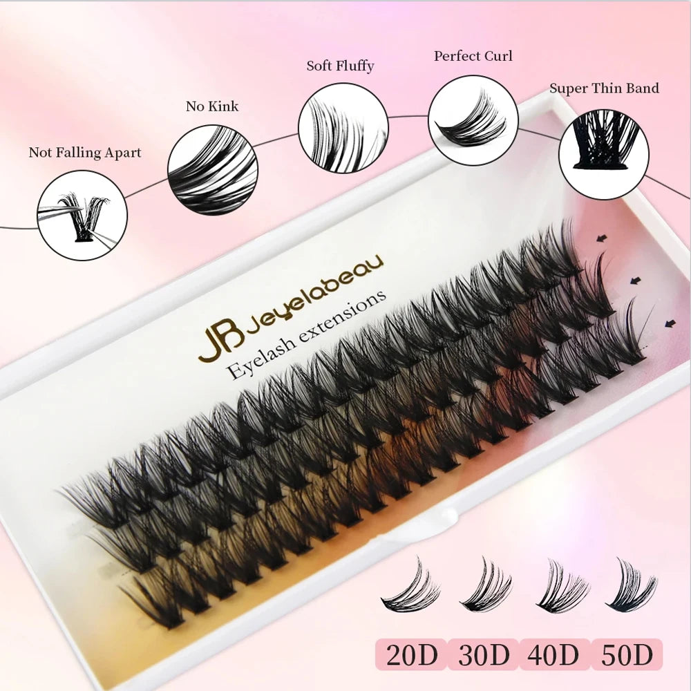 DIY Cluster Lashes 20/30/40/50/60D/80D Customize Eyelashes Private Logo Design Individual Lash Extensions OEM&ODM Wholesale
