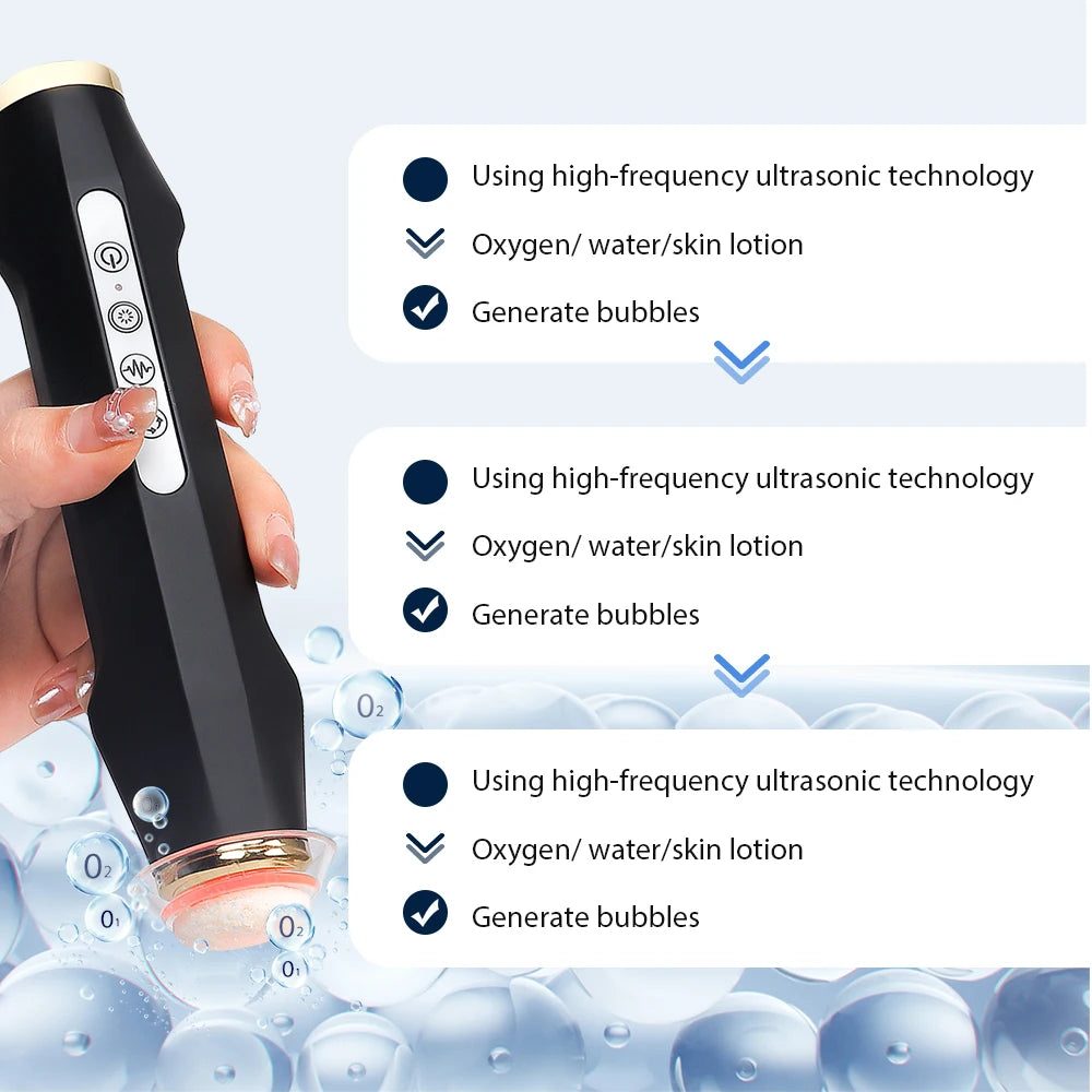 Portable Oxygen Bubble Pen Rechargeable CO2 Oxygen Bubble Machine Deep Clean Dirt Oil Keratin Smooth Wrinkles Whiten Tender Skin