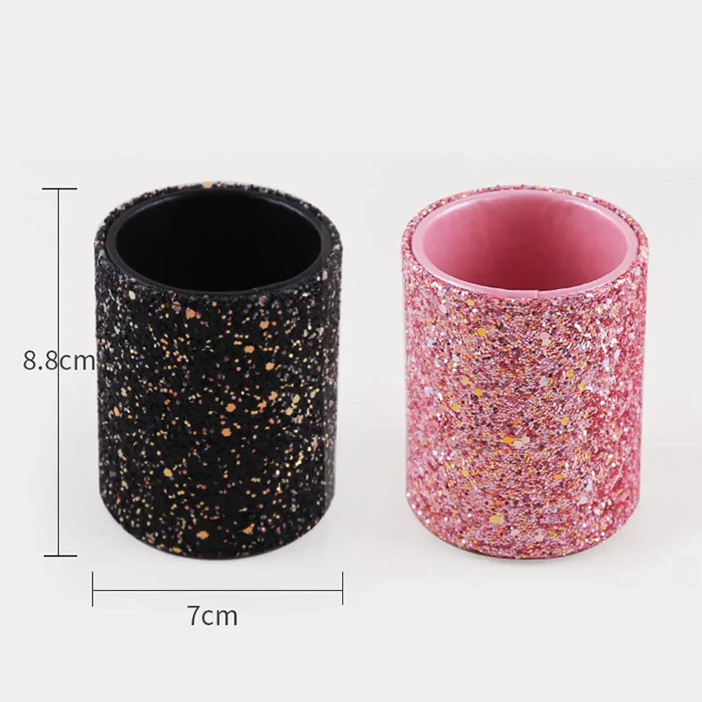 Sparkling Makeup Brush Bucket Cosmetic Storage Pen Box  for Desktop Pencil Vase Comb Lipstick Brush Container Home Storage Box