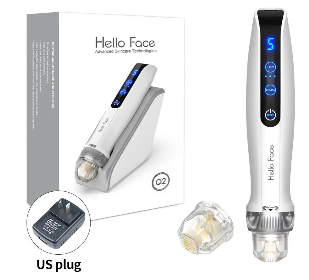 Dr. Pen Hello Face Q2 Authentic EMS Derma Pen With 2 pcs needles gifts 0.25 mm needle length